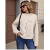 Zeagoo Faux Suede Cropped Jackets for Women Trendy Fall Shackets Coats(Beige)