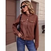 Zeagoo Faux Suede Cropped Jackets for Women Trendy Fall Shackets Coats(Brown)