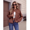 Zeagoo Faux Suede Cropped Jackets for Women Trendy Fall Shackets Coats(Brown)