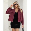 Zeagoo Faux Suede Cropped Jackets for Women Trendy Fall Shackets Coats(Dark Red)