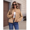 Zeagoo Faux Suede Cropped Jackets for Women Trendy Fall Shackets Coats(Light Khaki)