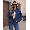 Zeagoo Faux Suede Cropped Jackets for Women Trendy Fall Shackets Coats(Navy)