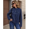 Zeagoo Faux Suede Cropped Jackets for Women Trendy Fall Shackets Coats(Navy)