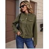 Zeagoo Faux Suede Cropped Jackets for Women Trendy Fall Shackets Coats(Olive Green)
