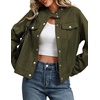 Zeagoo Faux Suede Cropped Jackets for Women Trendy Fall Shackets Coats(Olive Green)