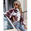 Zeagoo Flannels for Women Cropped Shacket Jacket Fashion Plaid Fall Coat(Ydl3)