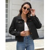 Zeagoo Flannels for Women Cropped Shacket Jacket Fashion Plaid Fall Coat(Z-black)