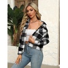 Zeagoo Flannels for Women Cropped Shacket Jacket Fashion Plaid Fall Coat(Z-gw178)