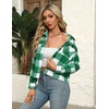 Zeagoo Flannels for Women Cropped Shacket Jacket Fashion Plaid Fall Coat(Z-gw22)