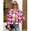 Zeagoo Flannels for Women Cropped Shacket Jacket Fashion Plaid Fall Coat(Z-gw24)