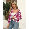 Zeagoo Flannels for Women Cropped Shacket Jacket Fashion Plaid Fall Coat(Z-gw24)