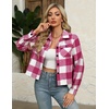 Zeagoo Flannels for Women Cropped Shacket Jacket Fashion Plaid Fall Coat(Z-gw24)