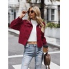 Zeagoo Flannels for Women Cropped Shacket Jacket Fashion Plaid Fall Coat(Z-gz383)