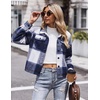 Zeagoo Flannels for Women Cropped Shacket Jacket Fashion Plaid Fall Coat(Z-gz386)