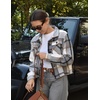 Zeagoo Flannels for Women Cropped Shacket Jacket Fashion Plaid Fall Coat(Z-gz549)