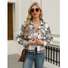 Zeagoo Flannels for Women Cropped Shacket Jacket Fashion Plaid Fall Coat(Z-gz801)