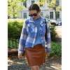 Zeagoo Flannels for Women Cropped Shacket Jacket Fashion Plaid Fall Coat(Z-gz929)