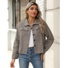Zeagoo Flannels for Women Cropped Shacket Jacket Fashion Plaid Fall Coat(Z-jh459)