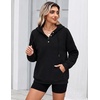 Zeagoo Hoodies for Women Casual Button Sweatshirt Oversized Fall Clothes(A01-black)