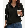Zeagoo Hoodies for Women Casual Button Sweatshirt Oversized Fall Clothes(A01-black)