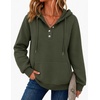 Zeagoo Hoodies for Women Casual Button Sweatshirt Oversized Fall Clothes(Army Green)