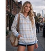 Zeagoo Hoodies for Women Casual Button Sweatshirt Oversized Fall Clothes(Blue Plaid)