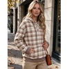 Zeagoo Hoodies for Women Casual Button Sweatshirt Oversized Fall Clothes(Brown Plaid)