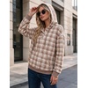 Zeagoo Hoodies for Women Casual Button Sweatshirt Oversized Fall Clothes(Brown Plaid)