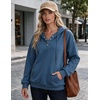 Zeagoo Hoodies for Women Casual Button Sweatshirt Oversized Fall Clothes(Gray Blue)