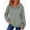Zeagoo Hoodies for Women Casual Button Sweatshirt Oversized Fall Clothes(Gray Green)
