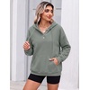 Zeagoo Hoodies for Women Casual Button Sweatshirt Oversized Fall Clothes(Gray Green)