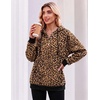 Zeagoo Hoodies for Women Casual Button Sweatshirt Oversized Fall Clothes(Leopard Print)