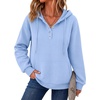 Zeagoo Hoodies for Women Casual Button Sweatshirt Oversized Fall Clothes(Light Blue)