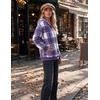 Zeagoo Hoodies for Women Casual Button Sweatshirt Oversized Fall Clothes(Purple Plaid)