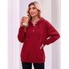 Zeagoo Hoodies for Women Casual Button Sweatshirt Oversized Fall Clothes(Red)