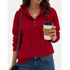 Zeagoo Hoodies for Women Casual Button Sweatshirt Oversized Fall Clothes(Red)