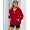 Zeagoo Hoodies for Women Casual Button Sweatshirt Oversized Fall Clothes(Red)