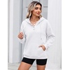 Zeagoo Hoodies for Women Casual Button Sweatshirt Oversized Fall Clothes(White)