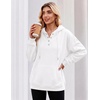Zeagoo Hoodies for Women Casual Button Sweatshirt Oversized Fall Clothes(White)