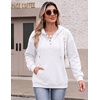Zeagoo Hoodies for Women Casual Button Sweatshirt Oversized Fall Clothes(White)