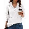 Zeagoo Hoodies for Women Casual Button Sweatshirt Oversized Fall Clothes(White)
