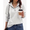 Zeagoo Hoodies for Women Casual Button Sweatshirt Oversized Fall Clothes(White Grey)