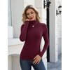 Zeagoo Long Sleeve Mock Neck Tops Slim Fit Shirt Fleece Lined Thermal Tee(Dark Red)
