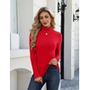 Zeagoo Long Sleeve Mock Neck Tops Slim Fit Shirt Fleece Lined Thermal Tee(Red)