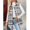 Zeagoo Plaid Vest for Women Flannel Jackets Sleeveless Button Down Shirts(Grey-gz555)