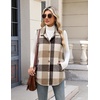 Zeagoo Plaid Vest for Women Flannel Jackets Sleeveless Button Down Shirts(Khaki-gz798)