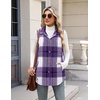 Zeagoo Plaid Vest for Women Flannel Jackets Sleeveless Button Down Shirts(Purple-gz680)