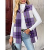 Zeagoo Plaid Vest for Women Flannel Jackets Sleeveless Button Down Shirts(Purple-gz680)