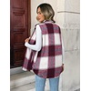 Zeagoo Plaid Vest for Women Flannel Jackets Sleeveless Button Down Shirts(Red-gz543)
