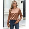 Zeagoo Satin Blouses for Women Silk Tops Long Sleeve Shirts Fall Clothes(A-light Khaki)